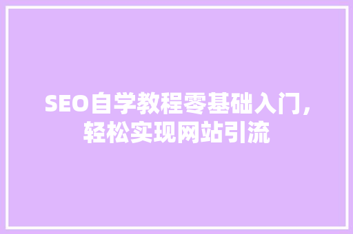 SEO自学教程零基础入门，轻松实现网站引流