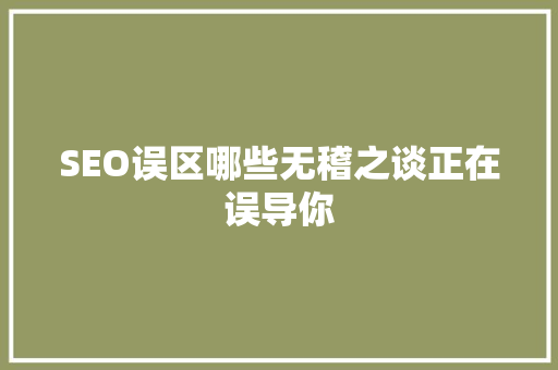 SEO误区哪些无稽之谈正在误导你