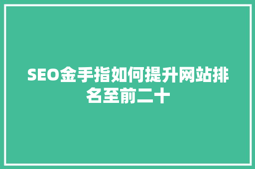 SEO金手指如何提升网站排名至前二十