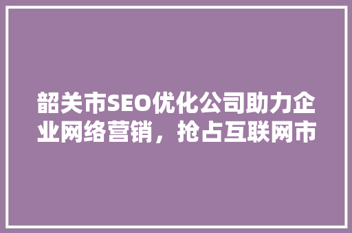 韶关市SEO优化公司助力企业网络营销，抢占互联网市场先机