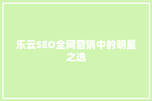乐云SEO全网营销中的明星之选