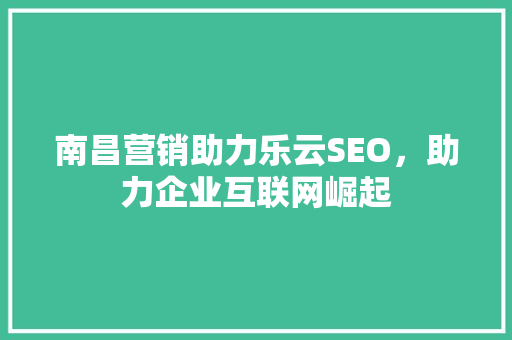 南昌营销助力乐云SEO，助力企业互联网崛起