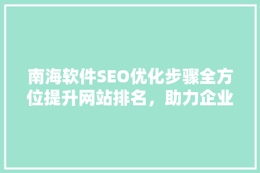 南海软件SEO优化步骤全方位提升网站排名，助力企业品牌腾飞