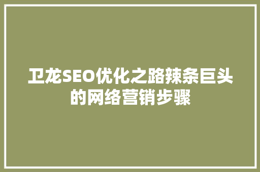 卫龙SEO优化之路辣条巨头的网络营销步骤