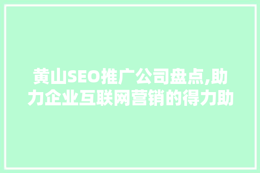 黄山SEO推广公司盘点,助力企业互联网营销的得力助手