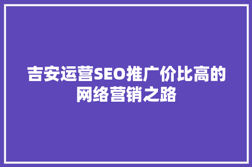 吉安运营SEO推广价比高的网络营销之路
