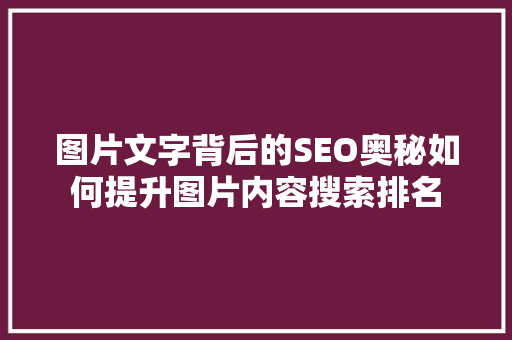图片文字背后的SEO奥秘如何提升图片内容搜索排名