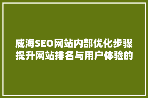 威海SEO网站内部优化步骤提升网站排名与用户体验的双重保障