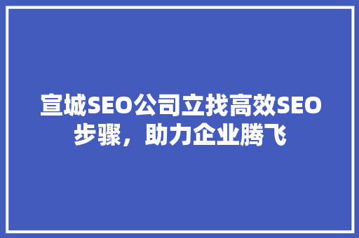 宣城SEO公司立找高效SEO步骤，助力企业腾飞