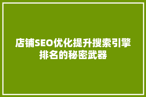 店铺SEO优化提升搜索引擎排名的秘密武器