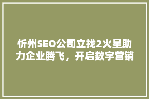 忻州SEO公司立找2火星助力企业腾飞，开启数字营销新篇章