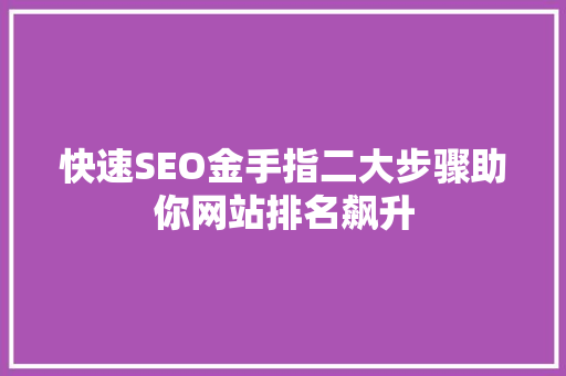 快速SEO金手指二大步骤助你网站排名飙升