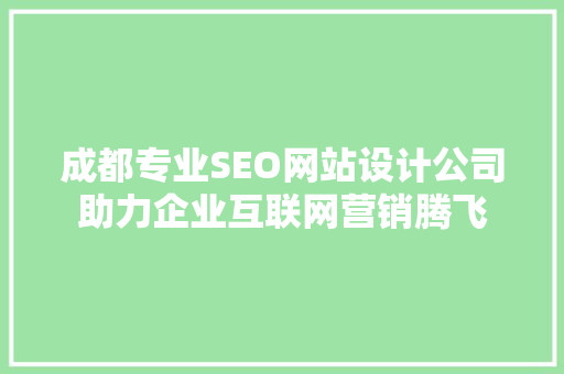 成都专业SEO网站设计公司助力企业互联网营销腾飞