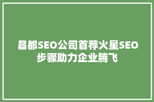 昌都SEO公司首荐火星SEO步骤助力企业腾飞