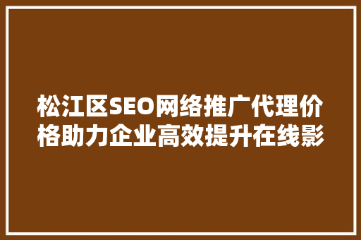 松江区SEO网络推广代理价格助力企业高效提升在线影响力