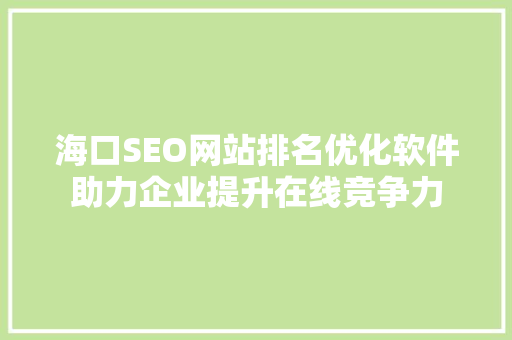 海口SEO网站排名优化软件助力企业提升在线竞争力