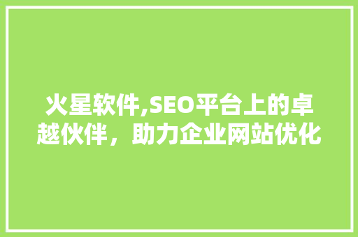 火星软件,SEO平台上的卓越伙伴，助力企业网站优化升级