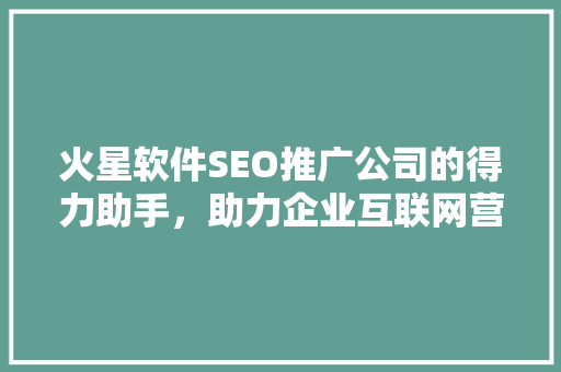 火星软件SEO推广公司的得力助手，助力企业互联网营销腾飞