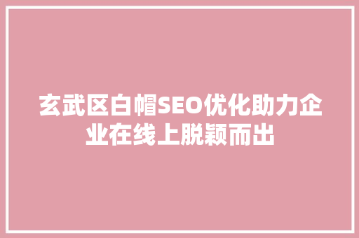 玄武区白帽SEO优化助力企业在线上脱颖而出