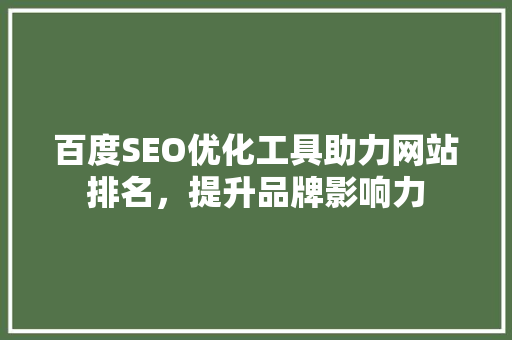 百度SEO优化工具助力网站排名，提升品牌影响力
