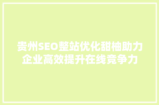 贵州SEO整站优化甜柚助力企业高效提升在线竞争力