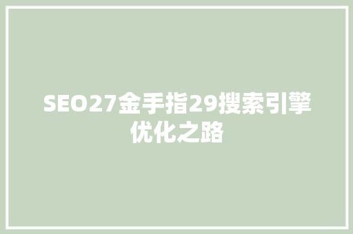 SEO27金手指29搜索引擎优化之路