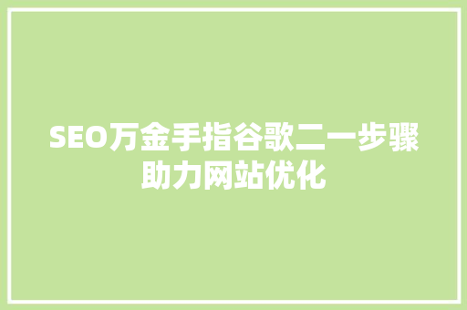 SEO万金手指谷歌二一步骤助力网站优化