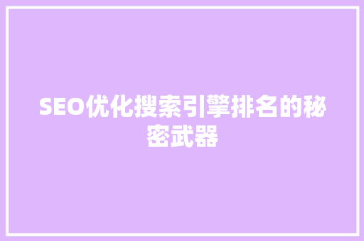 SEO优化搜索引擎排名的秘密武器