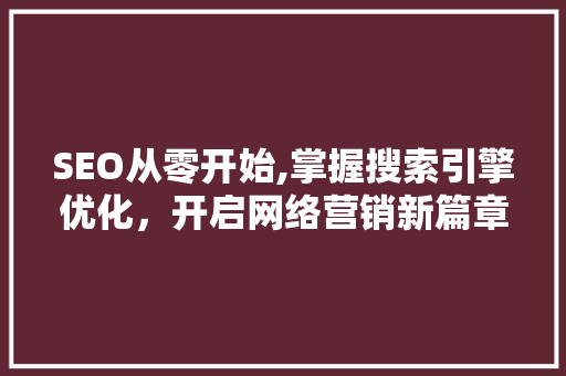 SEO从零开始,掌握搜索引擎优化，开启网络营销新篇章