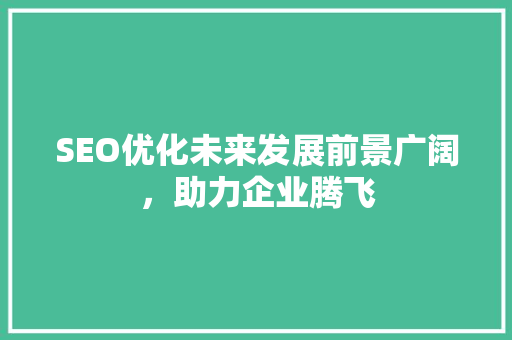 SEO优化未来发展前景广阔，助力企业腾飞