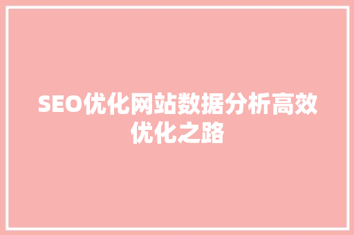 SEO优化网站数据分析高效优化之路