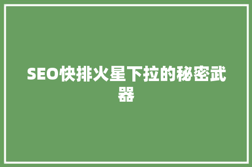 SEO快排火星下拉的秘密武器