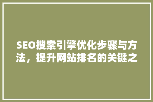 SEO搜索引擎优化步骤与方法，提升网站排名的关键之路