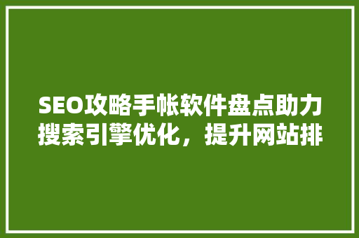 SEO攻略手帐软件盘点助力搜索引擎优化，提升网站排名