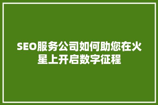 SEO服务公司如何助您在火星上开启数字征程