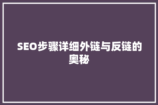 SEO步骤详细外链与反链的奥秘