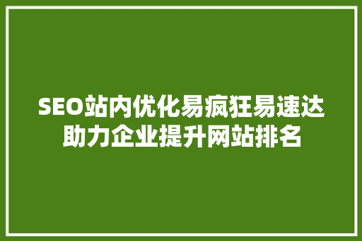 SEO站内优化易疯狂易速达助力企业提升网站排名