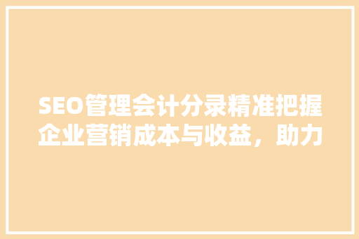 SEO管理会计分录精准把握企业营销成本与收益，助力企业数字化转型