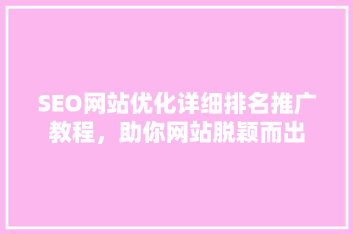 SEO网站优化详细排名推广教程，助你网站脱颖而出