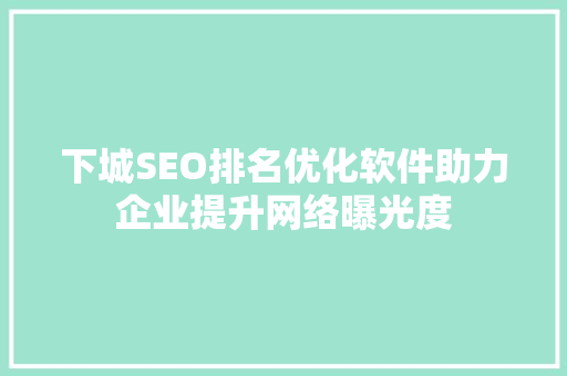 下城SEO排名优化软件助力企业提升网络曝光度