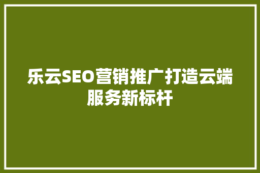 乐云SEO营销推广打造云端服务新标杆