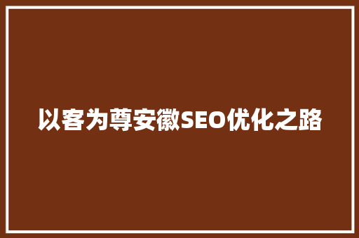 以客为尊安徽SEO优化之路