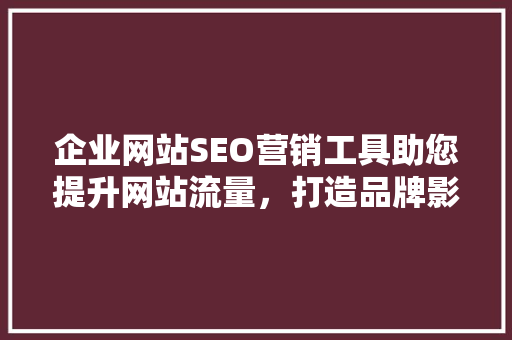 企业网站SEO营销工具助您提升网站流量，打造品牌影响力