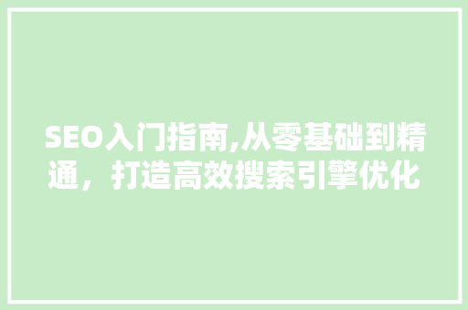 SEO入门指南,从零基础到精通，打造高效搜索引擎优化步骤