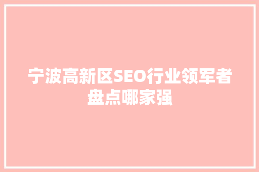 宁波高新区SEO行业领军者盘点哪家强
