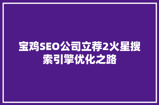 宝鸡SEO公司立荐2火星搜索引擎优化之路