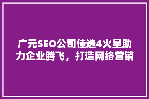 广元SEO公司佳选4火星助力企业腾飞，打造网络营销新格局