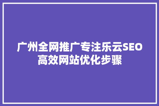 广州全网推广专注乐云SEO高效网站优化步骤