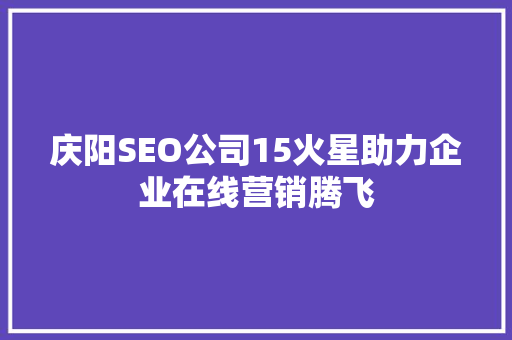 庆阳SEO公司15火星助力企业在线营销腾飞