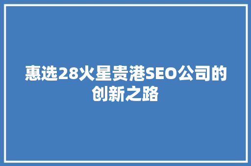 惠选28火星贵港SEO公司的创新之路